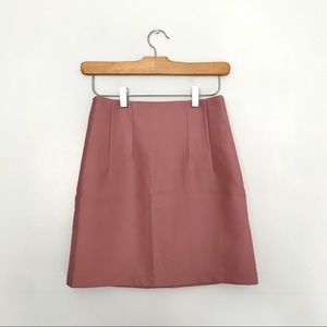 TOPSHOP PINK FAUX-LEATHER MINI SKIRT WITH ZIPPER
